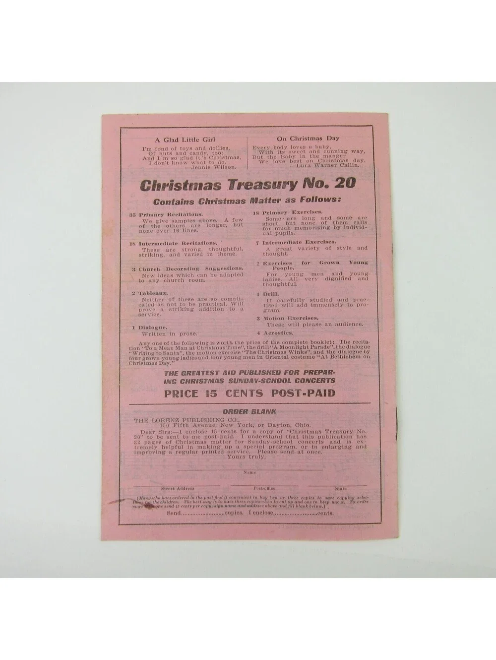 Sheet Music Christmas Cantatas & Lullaby Lot 2 Lorenz Publishing Co Antique 1909